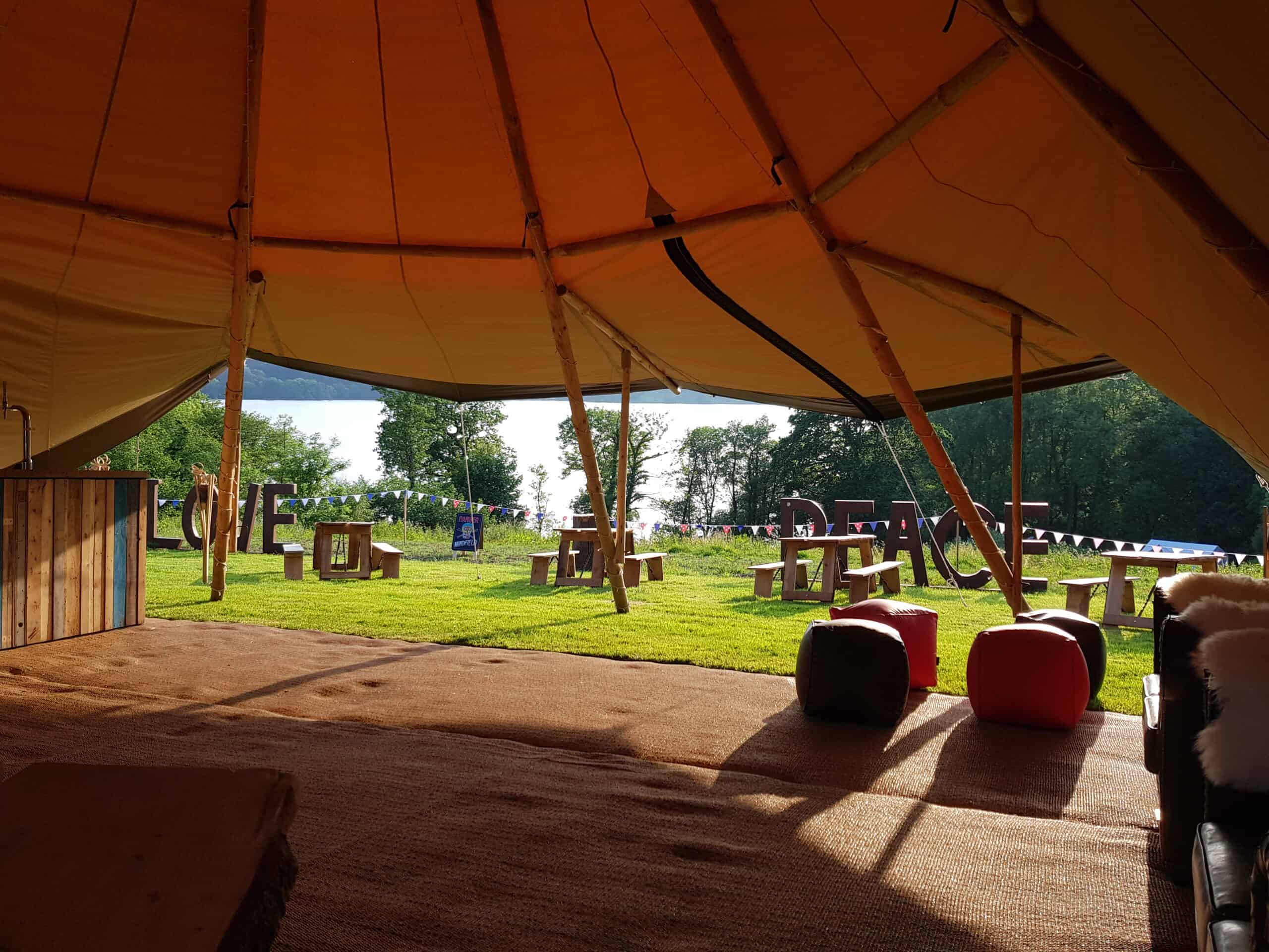 Party Tipi overlooking lake Windermere